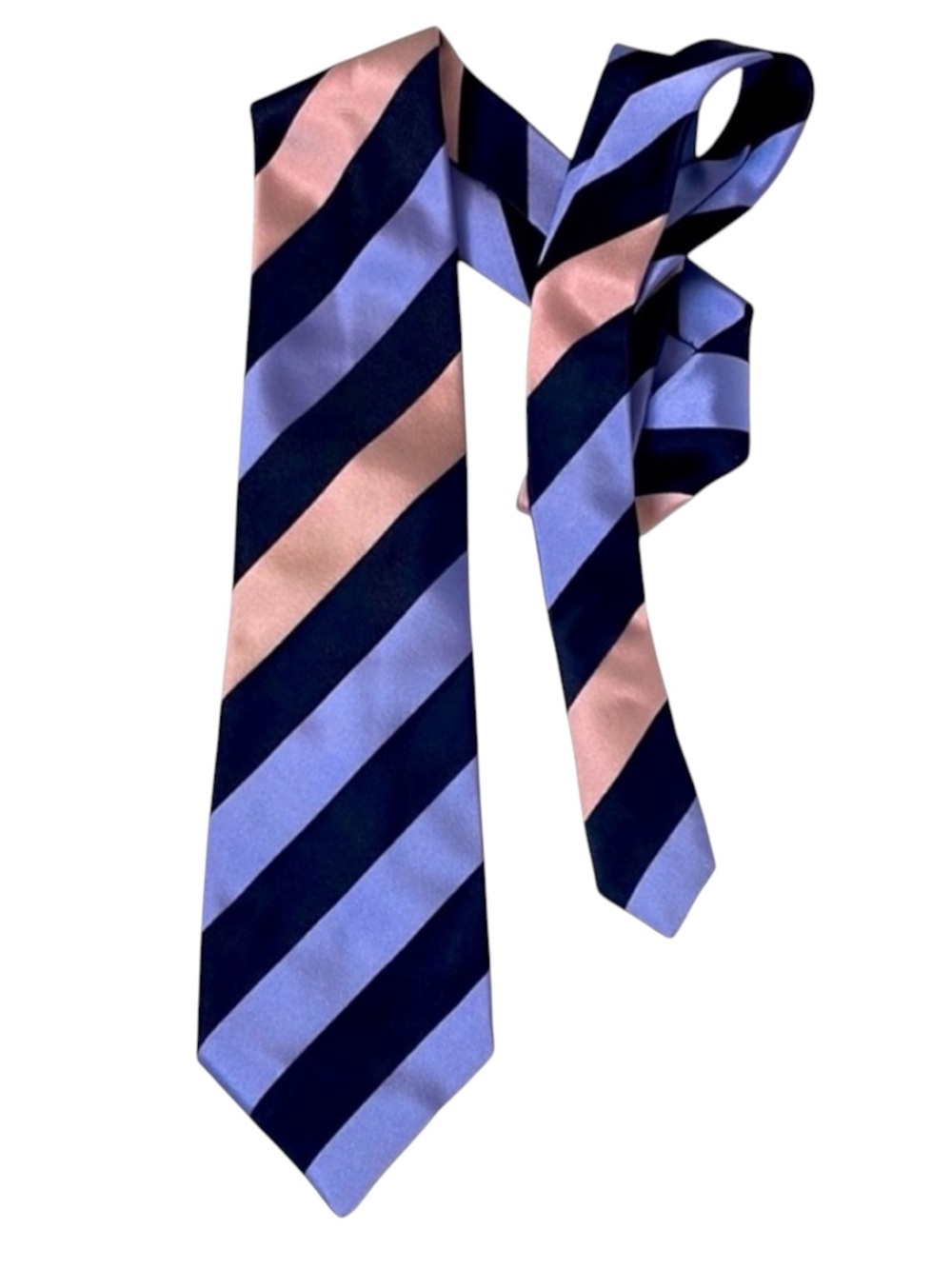 Rykiel Homme Navy/Pink/Purple Stripe Silk Necktie